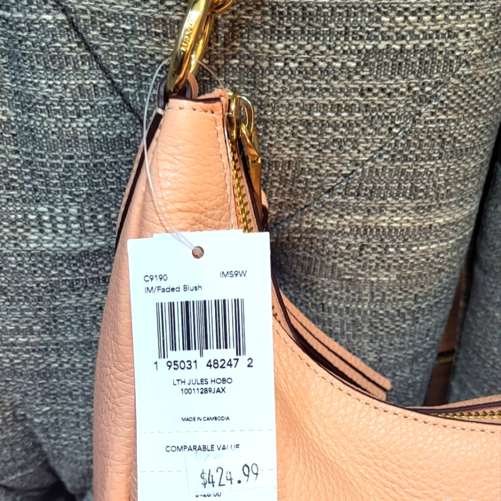 NWT Coach Pebble Leather Hobo Bag, Adjustable Strap, Braided Handle- Jules - Picture 4 of 9